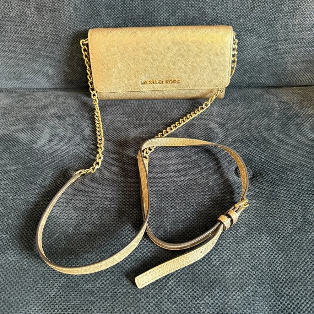 Michael Kors Gold Crossbody/Clutch For Formal Events.